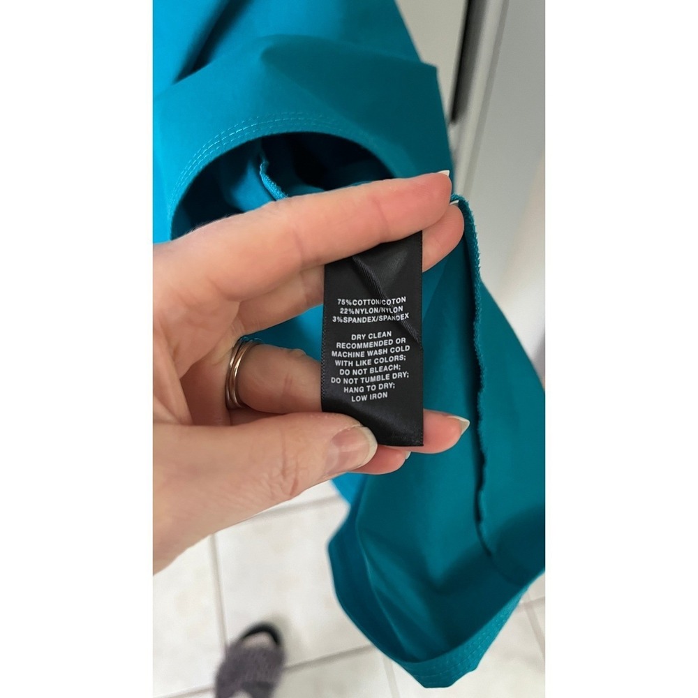 Lafayette 148 Riri Popover Sun Dress Sleeveless Teal Blue Women's S Stretch - Picture 7 of 8